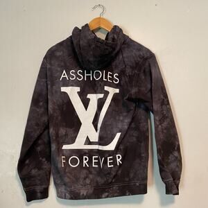 Assholes*s Live Forever LV Hoodie Sweatshirt Mens S Black Tie Dye karmaloop